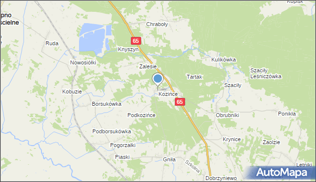 mapa Kozińce, Kozińce na mapie Targeo